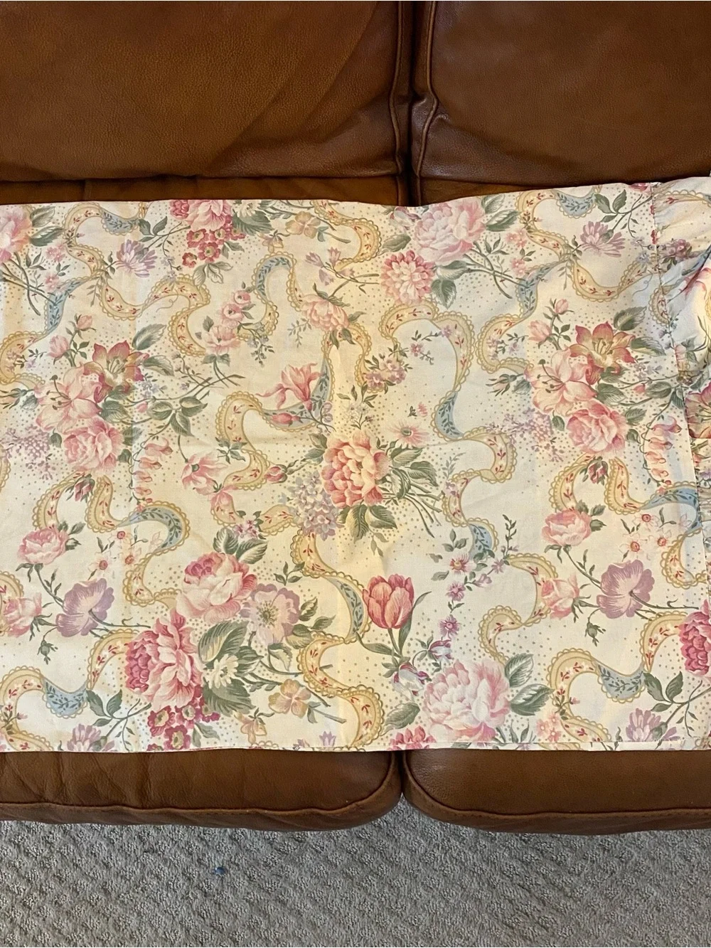 VTG Floral Paisley Twin Sheet Set Martha Stewart Ruffled Top Cotton Blend Read